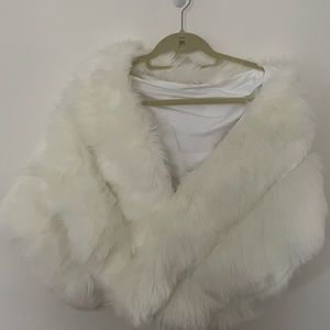 White Bridal Shawl | Faux Fur Stole with non slip lining